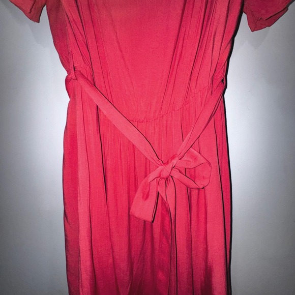 City Chic Burnt Coral Off Shoulder Tie @ Waist Cold Shoulder Eyelet Dress S 16 - Picture 7 of 16